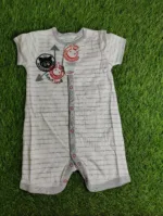 Baby Romper Boy summer half sleeve white with Dark grey lining