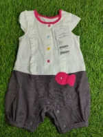 Baby Romper Girl summer sleeve less white and black pink linings