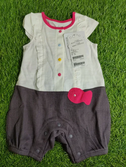 Baby Romper Girl summer sleeve less white and black pink linings