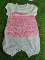 Baby Romper Girl summer sleeve less white and pink horizontal lines