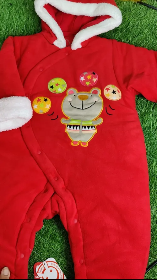 Baby Romper baby Girl Winter Full sleeve red with white lining