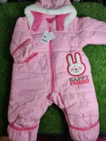 Baby Romper baby Girl winter Season full sleeve pink with dark pink lining hoodie