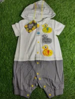 Baby Romper baby boy Summer half sleeve white and grey with ducks