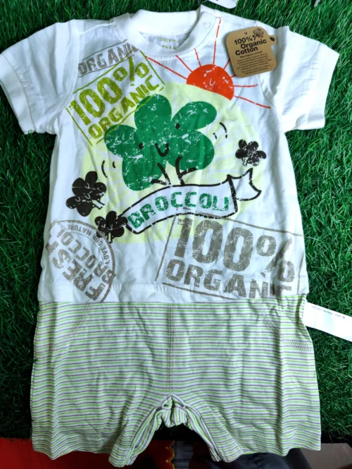 Baby Romper baby boy summer half sleeve white and green flower