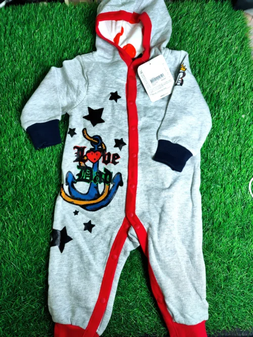Baby Romper baby boy winter Season Grey with red lining