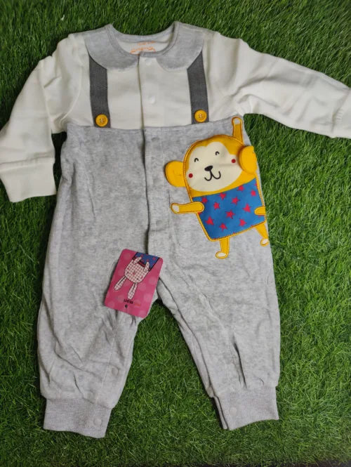 Baby Romper baby boy winter full sleeve white and grey with straps
