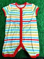 Baby Romper boy summer half sleeve horizontal lines red lining