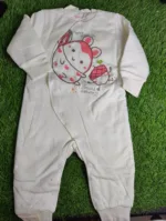 Baby Romper unisex Winter Season full sleeve white with baby rabbit