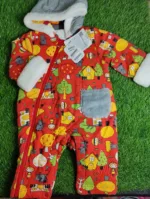 Baby Romper unisex Winter full sleeve red with trees printing hoodie