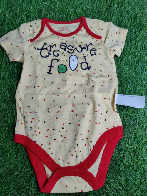 Baby Romper unisex summer Season half sleeve half white with red lining