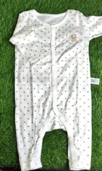 Baby Romper unisex summer full sleeve white paw prints
