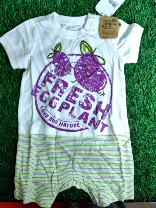 Baby Romper unisex summer half sleeve white and green