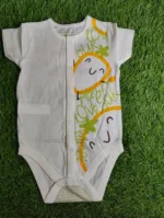 Baby Romper unisex summer half sleeve white with carrot