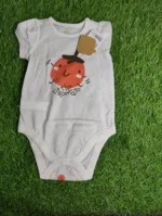 Baby Romper unisex summer half sleeve white with orange tomato