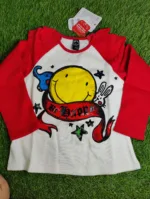 Baby Shirt Boy Summer Season full sleeve white with red arms be happy design