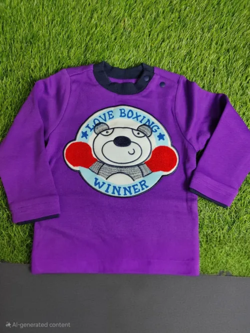 Baby Shirt Boy winter Season full sleeve Purple with spaceman