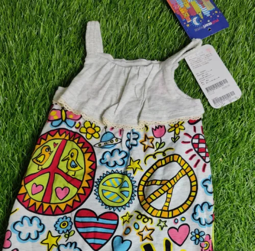 Baby Shirt Girl summer sleeve less white funky colors