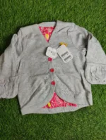 Baby Shirt Girl winter Season full sleeve light grey with pink buttons
