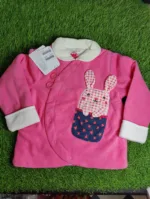 Baby Shirt Girl winter Season full sleeve pink with white sleeves bunny design