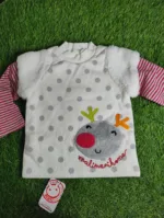 Baby Shirt baby Boy winter full sleeve white grey dots with red arms