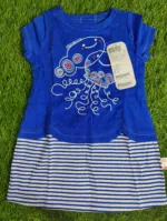 Baby Shirt baby Girl Summer Half sleeve blue with lining bottom