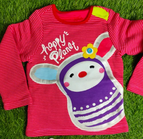 Baby Shirt baby Girl winter full sleeve red with purple bunny