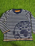 Baby Shirt baby boy Mid Season full sleeve white and dark blue lines