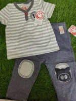 Baby Suite Baby Boy summer half sleeve gray Shirt with dark grey trousers