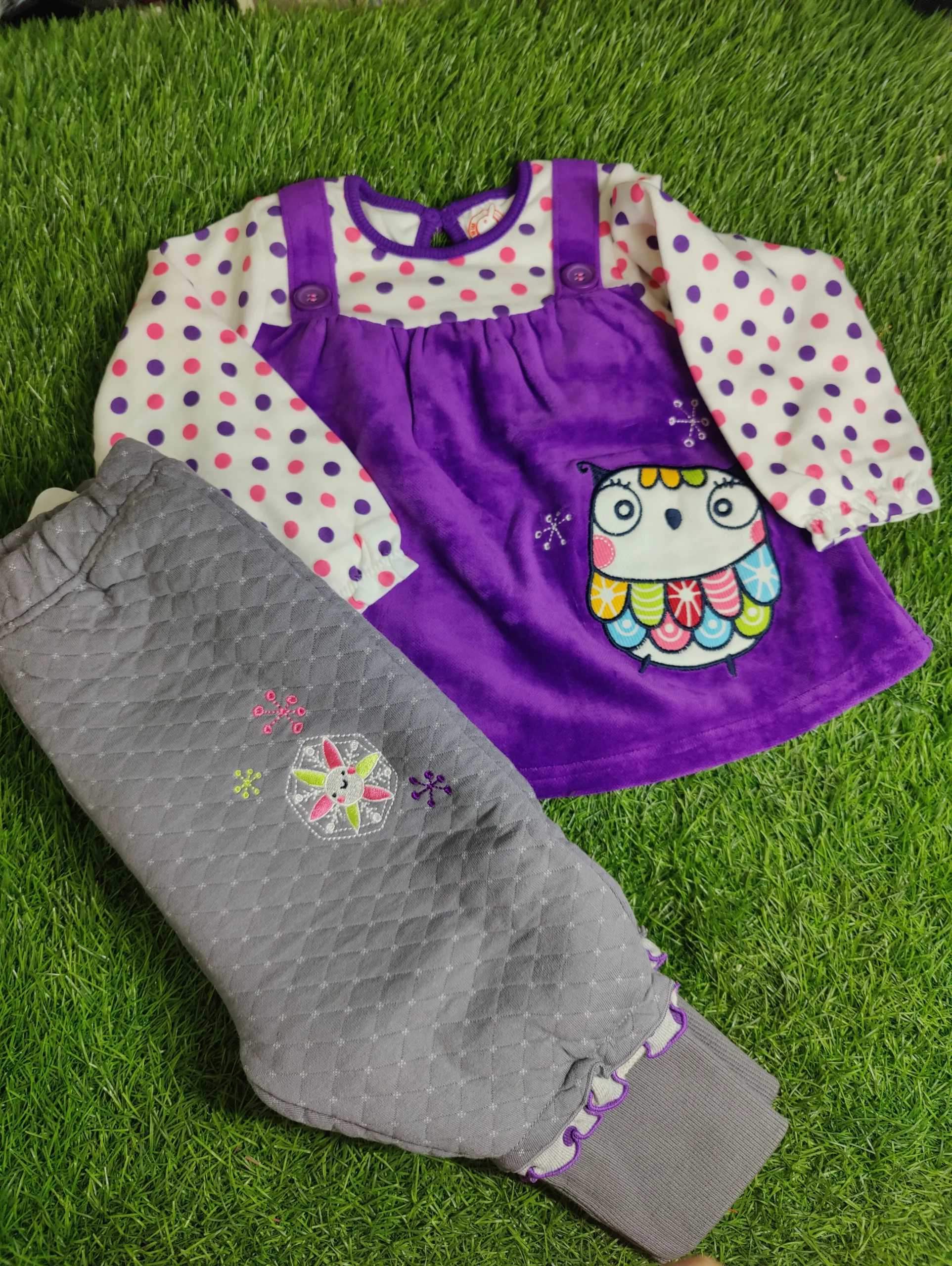 Baby Suite Baby Girl Winter Season full sleeve Purple with gray trouser Baby Suite Baby Girl Winter Season full sleeve Purple with gray trouser