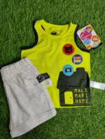 Baby Suite Boy summer sleeve less parrot green and grey Shorts