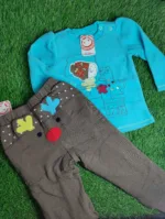 Baby Suite baby Girl winter full sleeve sea green shirt grey trouser