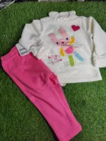 Baby Suite baby Girl winter full sleeve white shirt with pink trouser