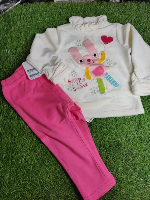 Baby Suite baby Girl winter full sleeve white shirt with pink trouser