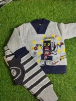 Baby Suite baby boy winter full sleeve grey with black lining and lining trouser