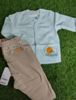 Baby Suite girl Winter full sleeve light blue shirt with grey trousers