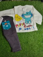 Baby Suite unisex Mid Season full sleeve white shirt with dark grey trouser