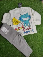 Baby Suite unisex Mid Season full sleeve white shirt with light gray trouser