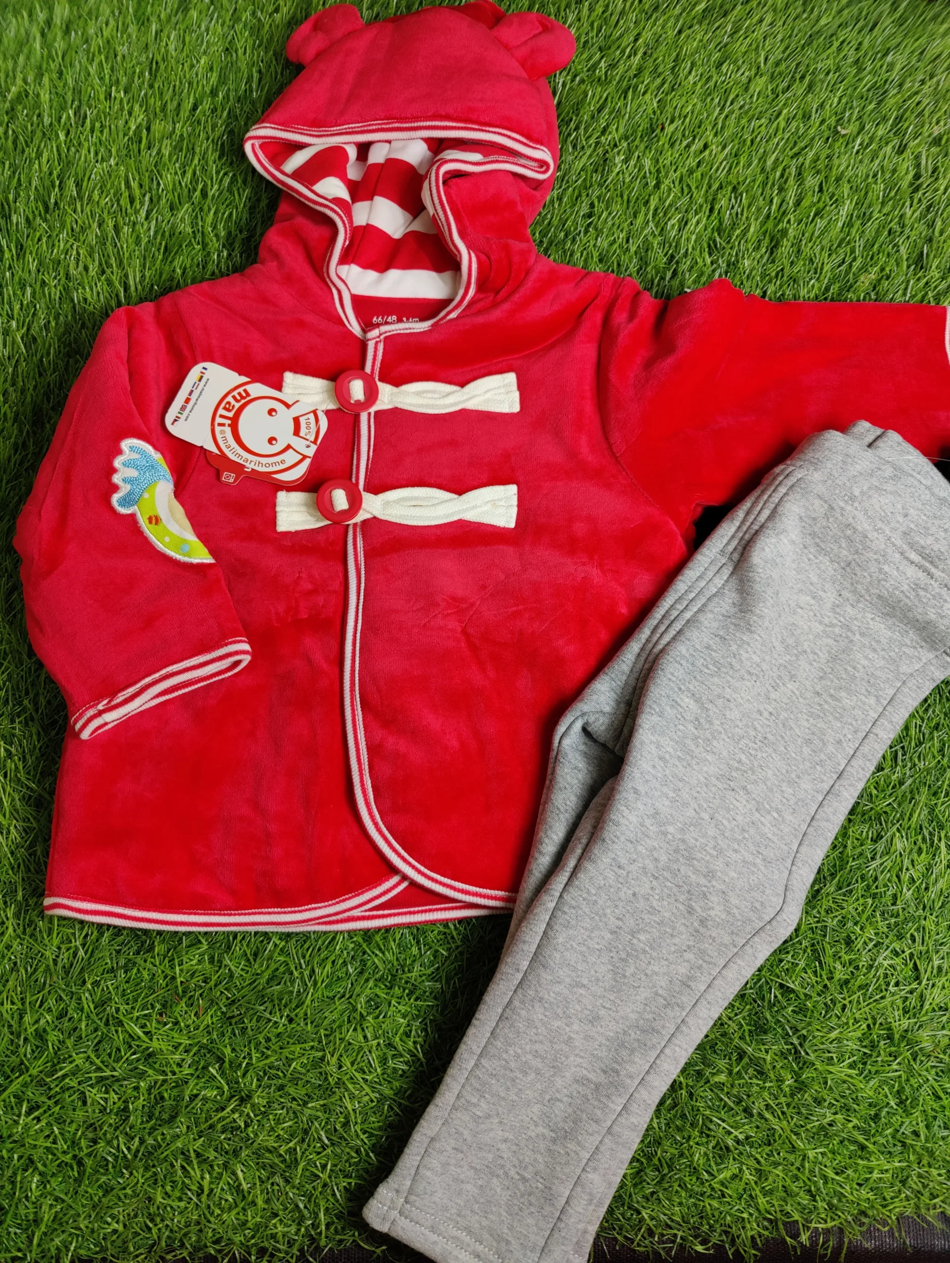 Baby Suite unisex winter full sleeve red shirt and Grey trouser Baby Suite unisex winter full sleeve red shirt and Grey trouser
