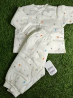 Baby Suite unisex winter full sleeve white with Small trees prints