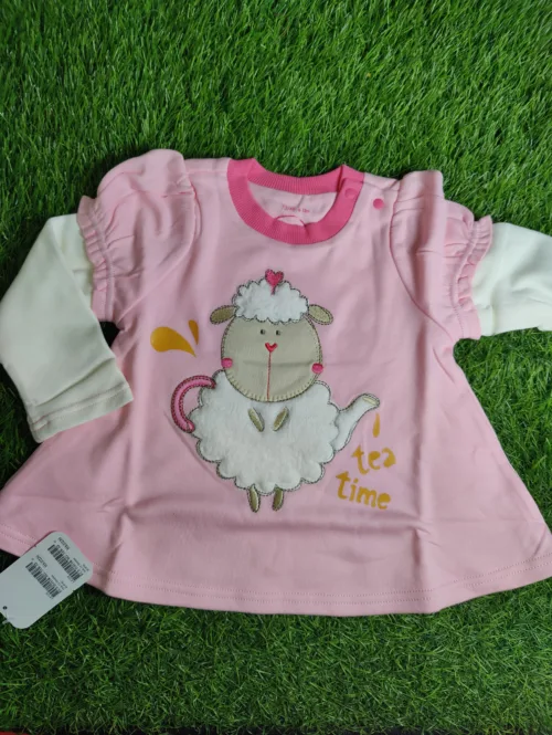 Baby frock baby Girl summer full sleeve pink with white arms