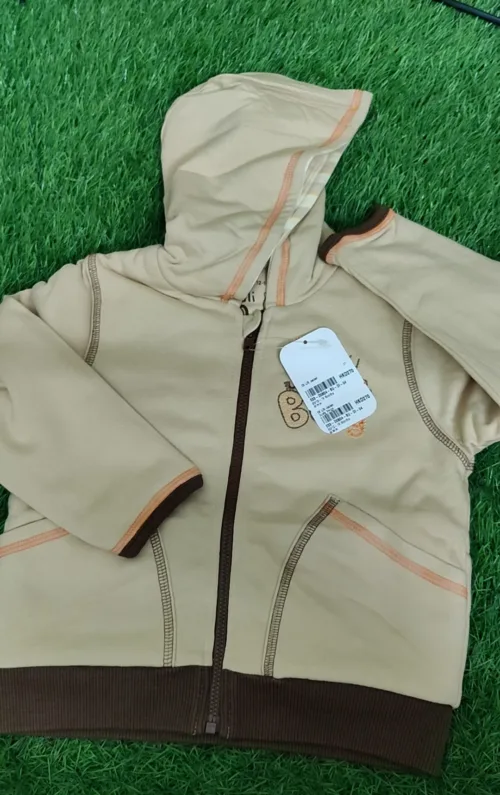Baby jacket baby boy winter full sleeve half white with dark brown lining