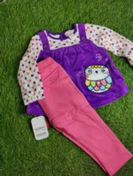 Baby suite baby Girl winter full sleeve purple shirt with straps and pink trouser