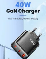 40W GaN USB-C Charger Dual Port QC 4.0 Quick Charge Fast Phone Charger