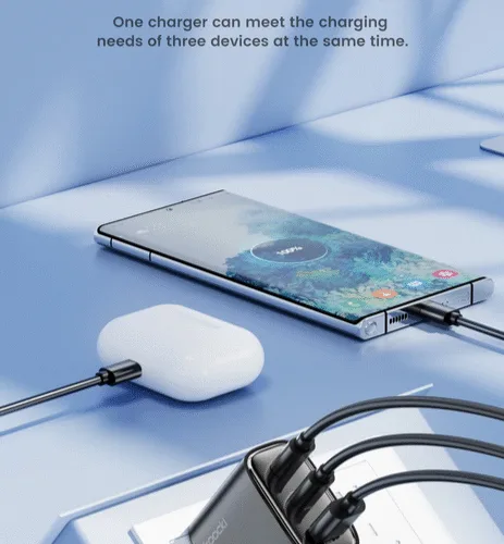 40W GaN USB-C Charger Dual Port QC 4.0 Quick Charge Fast Phone Charger 3 ports