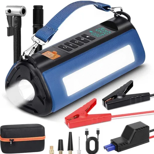 Auto Emergency 12V Jump Starter with Digital Air Compressor & Power Bank