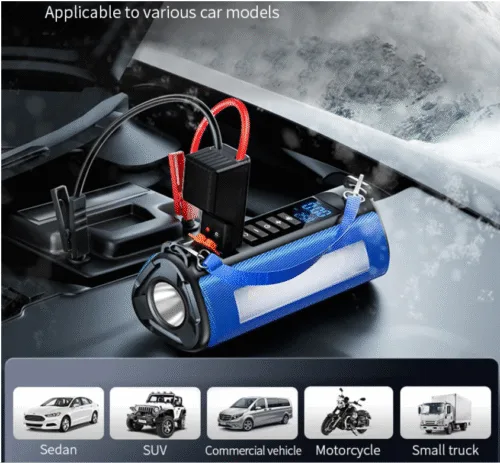 Auto Emergency 12V Jump Starter with Digital Air Compressor & Power Bank uses