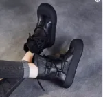 Handmade Retro Roman Ankle Boots for Women Genuine Leather Chunky Platform Short Boots – Trendy Back Zipper Comfort Wear