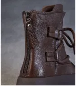 Handmade Retro Roman Ankle Boots for Women Genuine Leather Chunky Platform Short Boots – Trendy Back Zipper Comfort Wear zipper