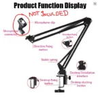 Professional Flexible Desktop Microphone Hanging Stand functions