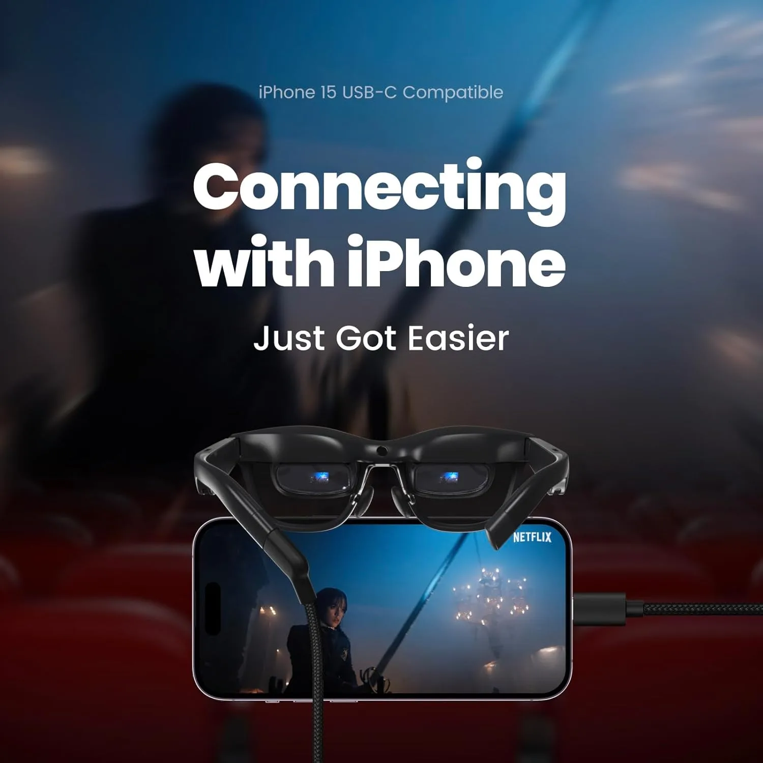 Smart Air Glasses Lightweight Sunglasses Design 1080p Virtual Big‑Screen, USB‑C-HDMI for Switch & iPhone XREAL (Nreal) Air NR‑7100RGL ipohone connectivity Smart Air Glasses Lightweight Sunglasses Design 1080p Virtual Big‑Screen, USB‑C-HDMI for Switch & iPhone XREAL (Nreal) Air NR‑7100RGL ipohone connectivity